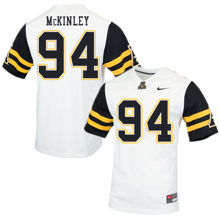 Men #94 Francisco McKinley Appalachian State Mountaineers College Football Jerseys Sale-White - Click Image to Close